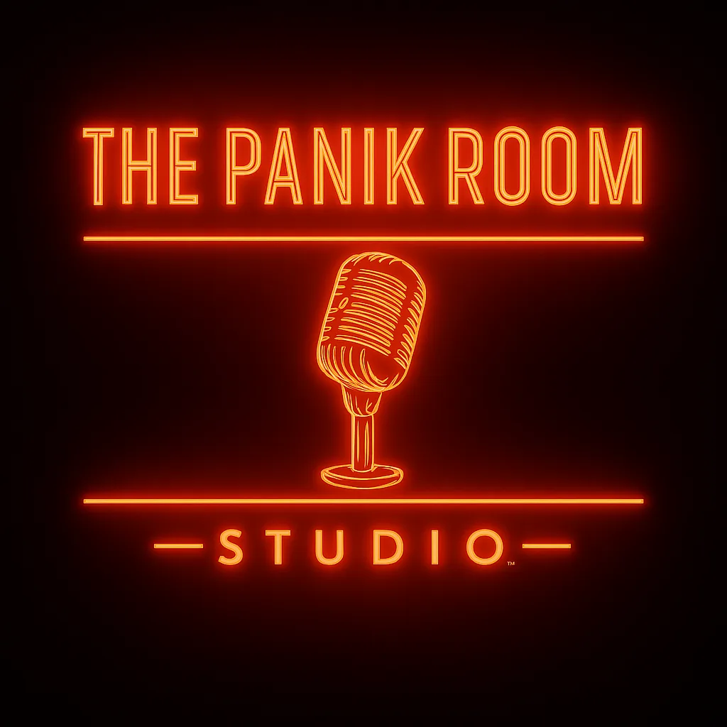 The Panik Room Studio neon microphone sign
